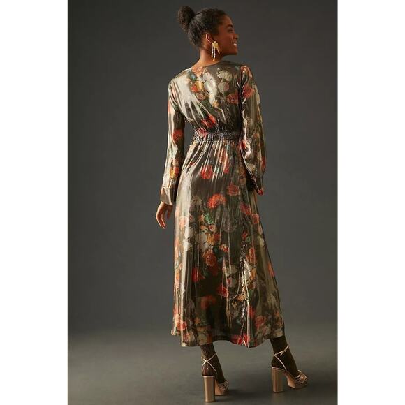 NWT Caballero Anthropologie Deep V-Neck Maxi Floral Dress Size XS - Picture 4 of 14